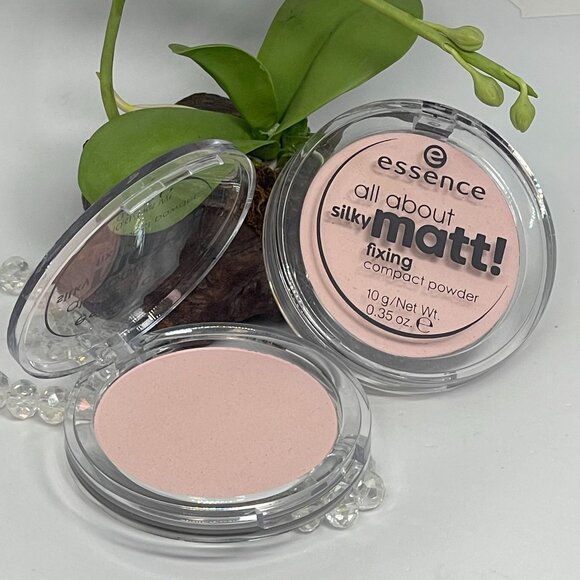 2x Essence All About Silky Matt Fixing Compact Powder -10 Translucent Rose - New - Picture 1 of 5